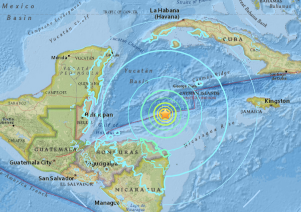 
Сильное землетрясение произошло в Карибском море
